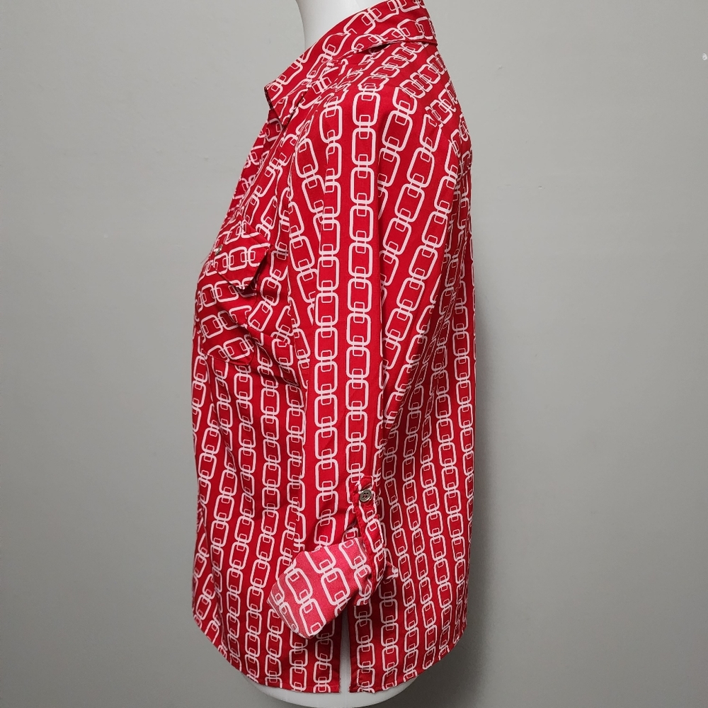 Notations Red White Link Pattern Roll Tab Button … - image 3